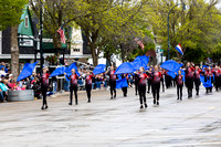 SL Middle School band marching in Tulip Festival Parade